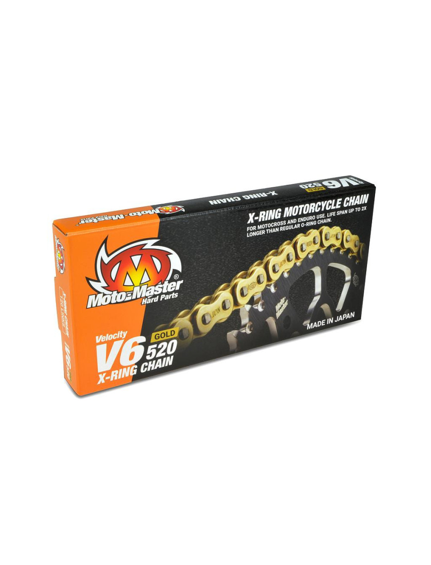 Cadena V6 520 Gold Moto-Master  X-Ring 120 L com clip
