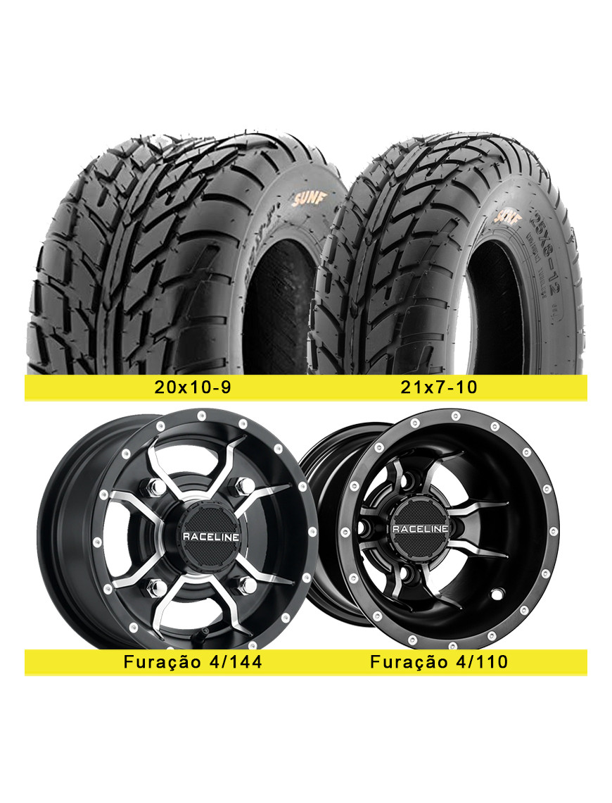 4 llantas RACELINE (144 / 110) con nemáticos  SUNF A021