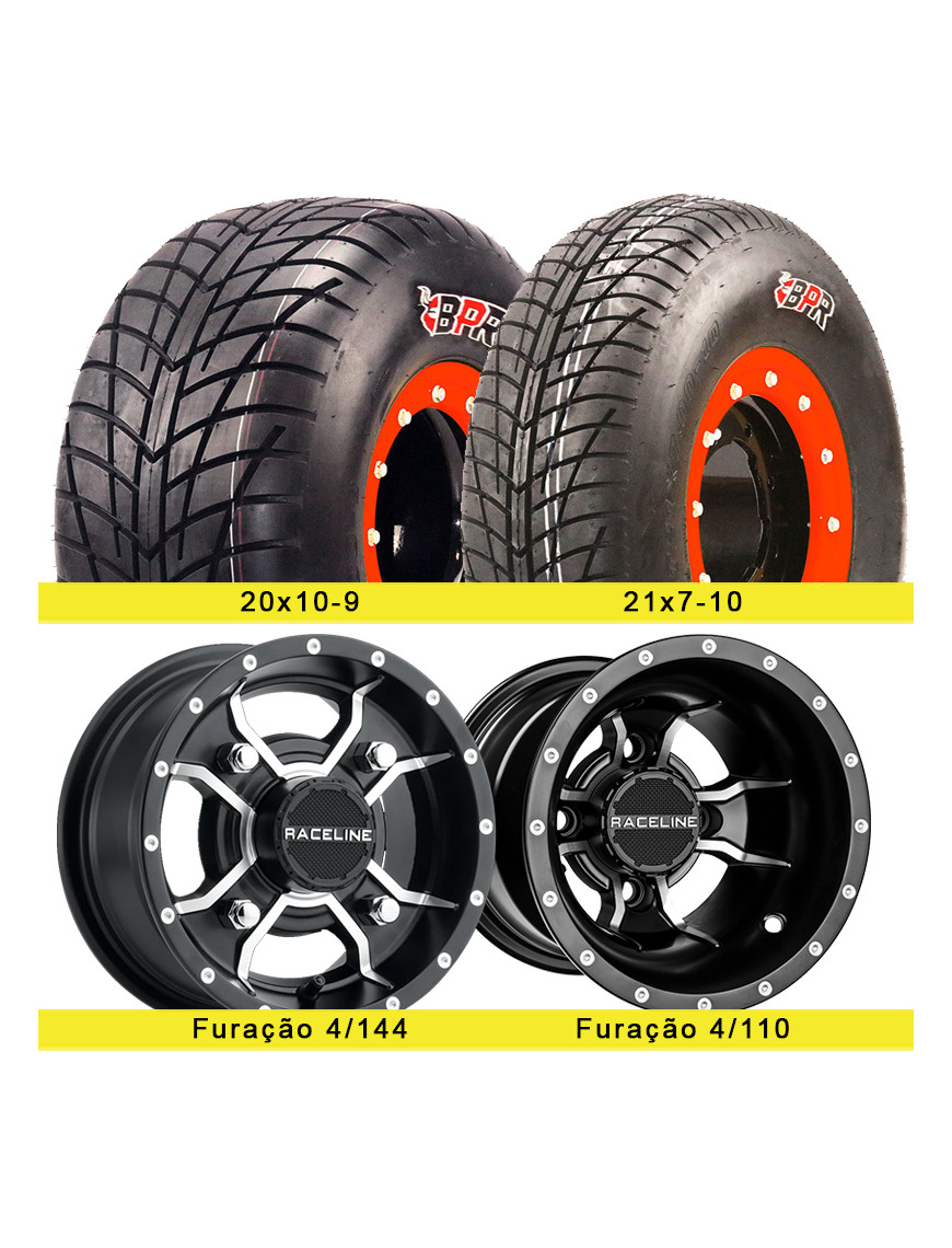 4 llantas RACELINE (144 / 110) con nemáticos  BPR P354